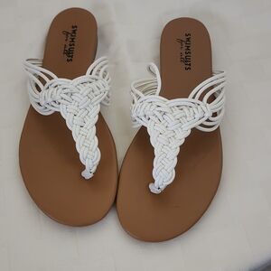 Swimsuits For All White Woven Sandals